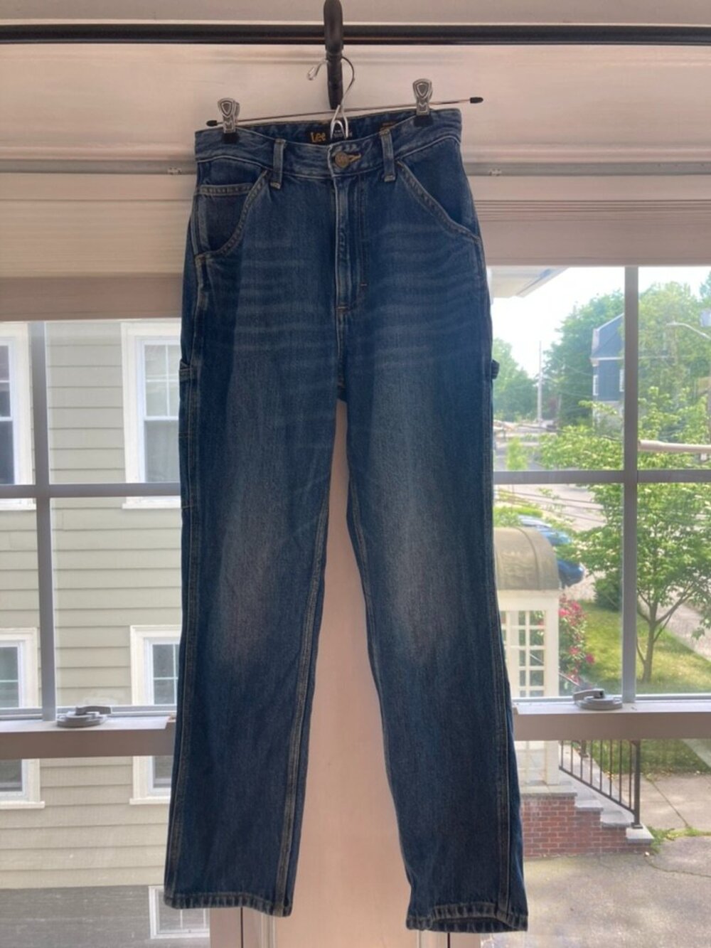 Lee Vintage Modern High Rise Dungaree Ankle Painters Jeans Carpenter Size 26